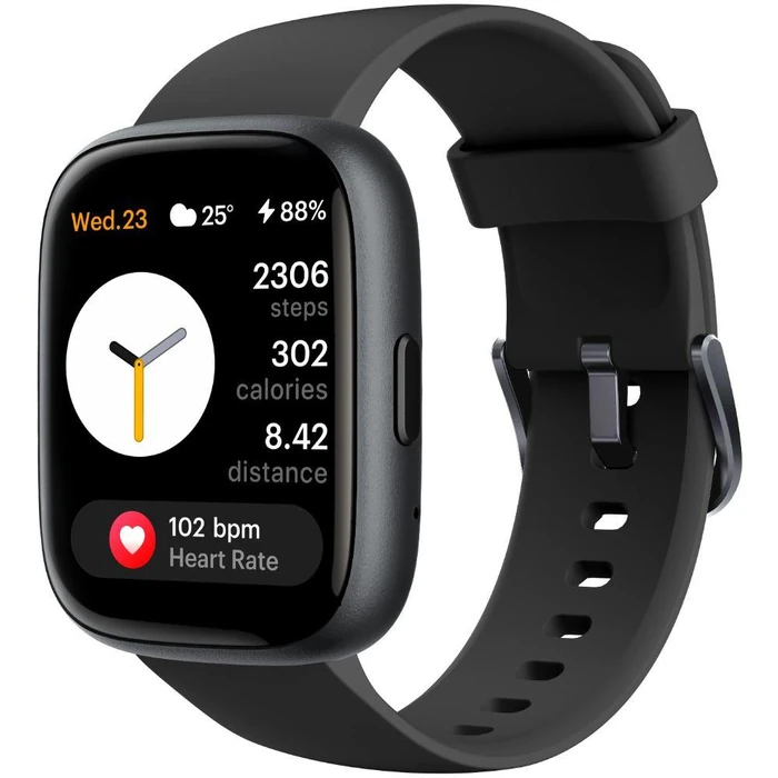 TOOBUR IDW26 Smartwatch - 46mm - Black Plastic Case with Black Silicone Silicone Band by TOOBUR - Image 1