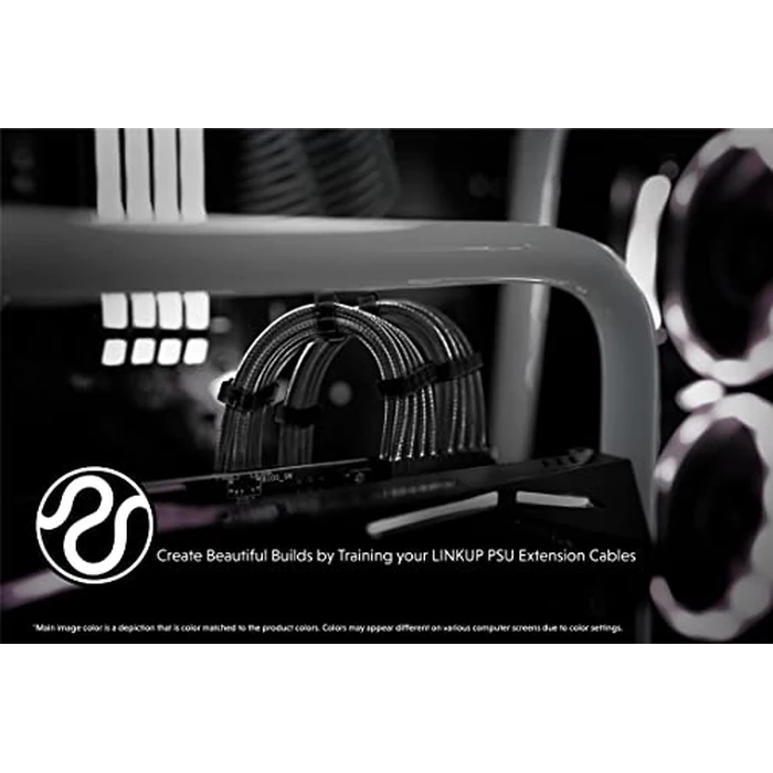 LINKUP - AVA 50cm PSU Cable Extension Sleeved Custom Mod GPU PC Braided w/Comb Kit - Compatible with RTX3090 | 1 x 24 P (20+4) | 2 x 8 P (4+4) CPU | 3 x 8 P (6+2) GPU Set | 500mm - Black by LINKUP - Image 4