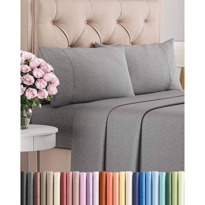 Twin 4 Piece Sheet Set - Cooling & Breathable Bed Sheets - Hotel Luxury Bed Sheets for Women, Men, Kids & Teens - Bedding w/Deep Pockets & Easy Fit - Soft & Wrinkle Free - Twin Heathered Grey Sheets by CGK Unlimited - Used - Very Good condition - CA$25.68