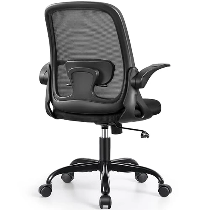 Winrise Office Chair Ergonomic Desk Chairs with Lumbar Support and Flip-up Arms, Comfortable Breathable Mesh Computer Executive Chair with Swivel Task, Adjustable Height 4'', Home - Black by Winrise - Used - Very Good condition