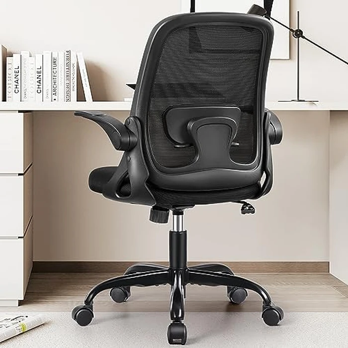 Winrise Office Chair Ergonomic Desk Chairs with Lumbar Support and Flip-up Arms, Comfortable Breathable Mesh Computer Executive Chair with Swivel Task, Adjustable Height 4'', Home - Black by Winrise - Image 7