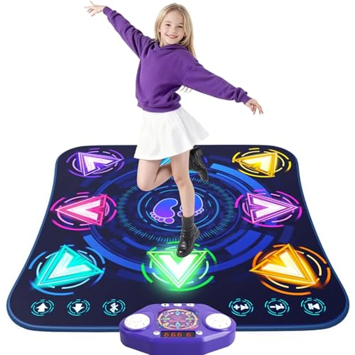 Dance Mat Toys for 3-12 Year Old Girls & Boys, Dance Mats with Light Up 8-Buttons & Wireless Bluetooth, Music Dance Toy with 5 Modes Game, Birthday Xmas Gifts for 3 4 5 6 7 8 9 10+ Year Old Girls Boys by ANNKIE - Image 1
