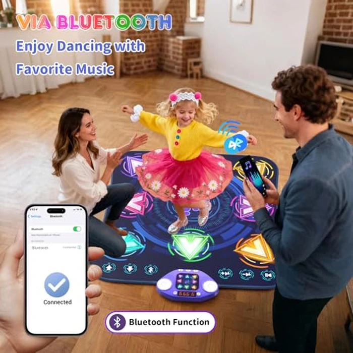 Dance Mat Toys for 3-12 Year Old Girls & Boys, Dance Mats with Light Up 8-Buttons & Wireless Bluetooth, Music Dance Toy with 5 Modes Game, Birthday Xmas Gifts for 3 4 5 6 7 8 9 10+ Year Old Girls Boys by ANNKIE - Image 4