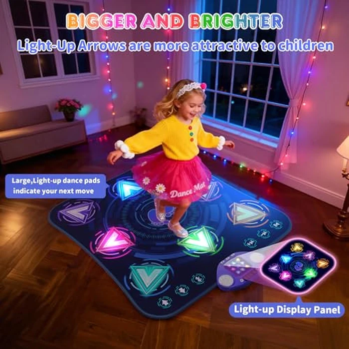 Dance Mat Toys for 3-12 Year Old Girls & Boys, Dance Mats with Light Up 8-Buttons & Wireless Bluetooth, Music Dance Toy with 5 Modes Game, Birthday Xmas Gifts for 3 4 5 6 7 8 9 10+ Year Old Girls Boys by ANNKIE - Image 5