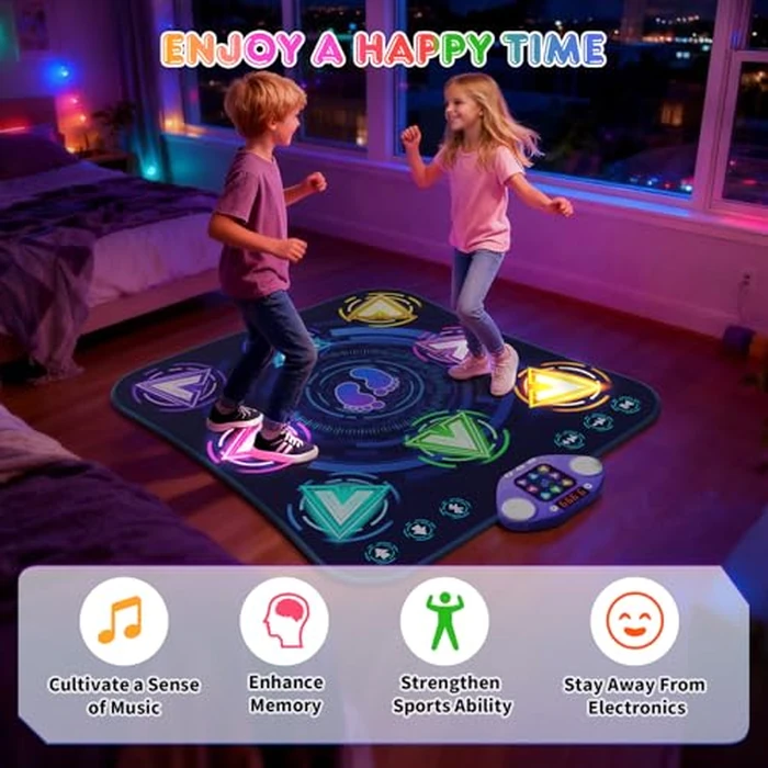 Dance Mat Toys for 3-12 Year Old Girls & Boys, Dance Mats with Light Up 8-Buttons & Wireless Bluetooth, Music Dance Toy with 5 Modes Game, Birthday Xmas Gifts for 3 4 5 6 7 8 9 10+ Year Old Girls Boys by ANNKIE - Image 8