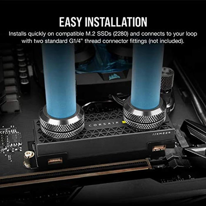 Corsair Hydro X Series XM2 M.2 SSD Water Block - Add Your M.2 SSD to a Custom Cooling Loop - Copper Cold Plate - Easy Installation by Corsair - Image 7