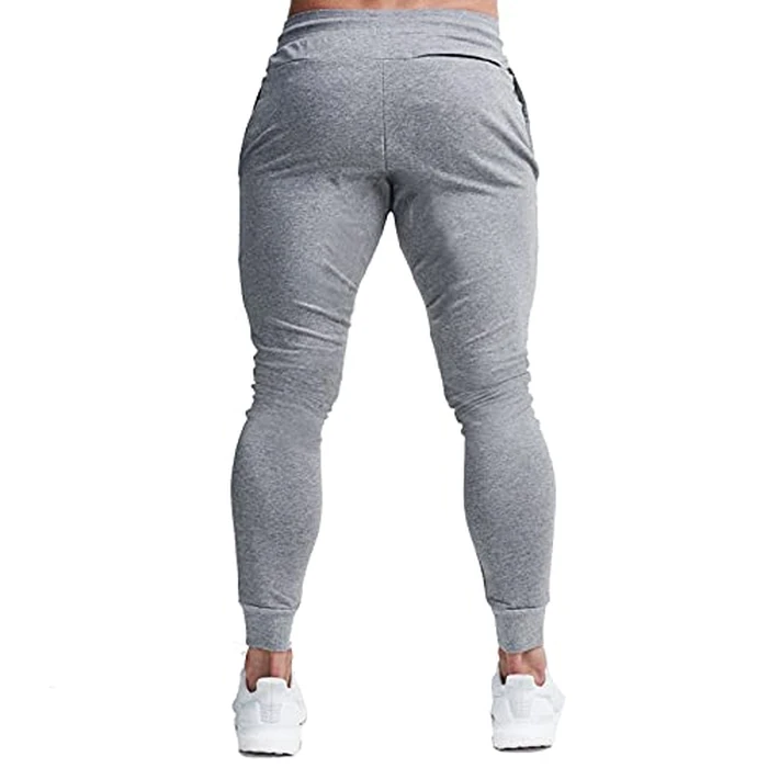 BUXKR Men's Slim Joggers Workout Pants for Gym Running and Bodybuilding Athletic Bottom Sweatpants with Deep Pockets,Black&Light Grey,L by BUXKR - Image 4