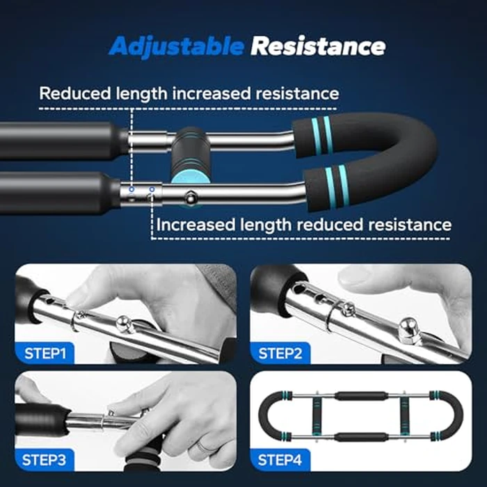 MERACH Twister Arm Trainer, Adjustable Power Twister Bar, Chest Workout Equipment for Men, Portable Upper Body Workout Machine, Detachable Spring Resistance Home Fitness Equipment by MERACH - Image 8