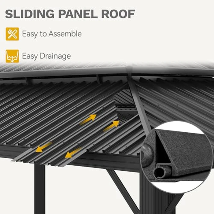 DWVO 20x12ft Aluminum Gazebo Hardtop Double Roof Canopy Outdoor Gazebo Galvanized Roof with Netting and Curtain Garden Tent for Patio, Backyard and Deck by DWVO - Image 8