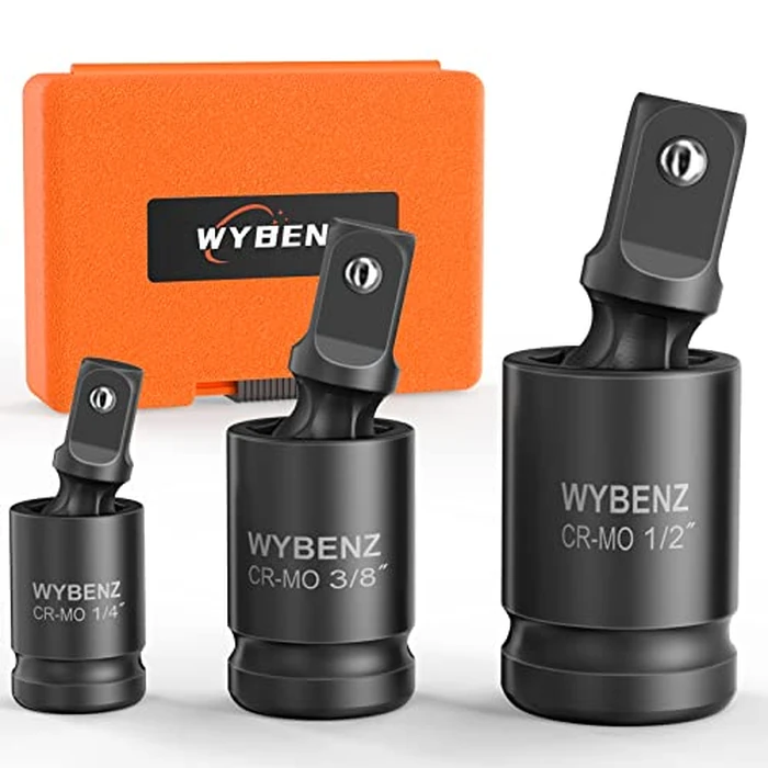 3 Pcs Universal Joint Swivel Socket Adapter Set 1/4",3/8"& 1/2"Drivers,U-Joint Drive CR-MO Impact Grad Wobble Socket Wrench Set by WYBENZ - Used - Like New condition - US$18.66