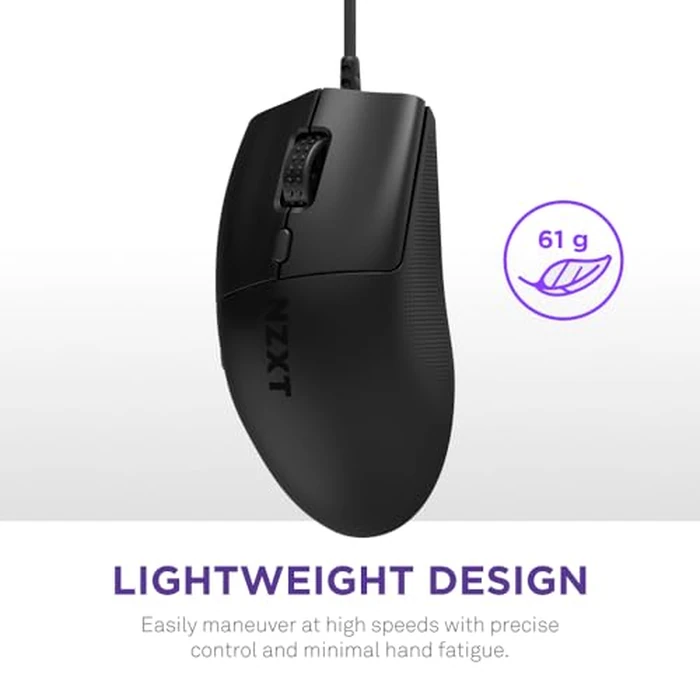 NZXT Lift 2 Ergo, Lightweight Ergonomic Wired Gaming Mouse, Lightweight 61 g Design, 8K Polling Rate, Optical Switches, 26K DPI Optical Sensor, 100% PTFE Feet, Black by NZXT - Image 2