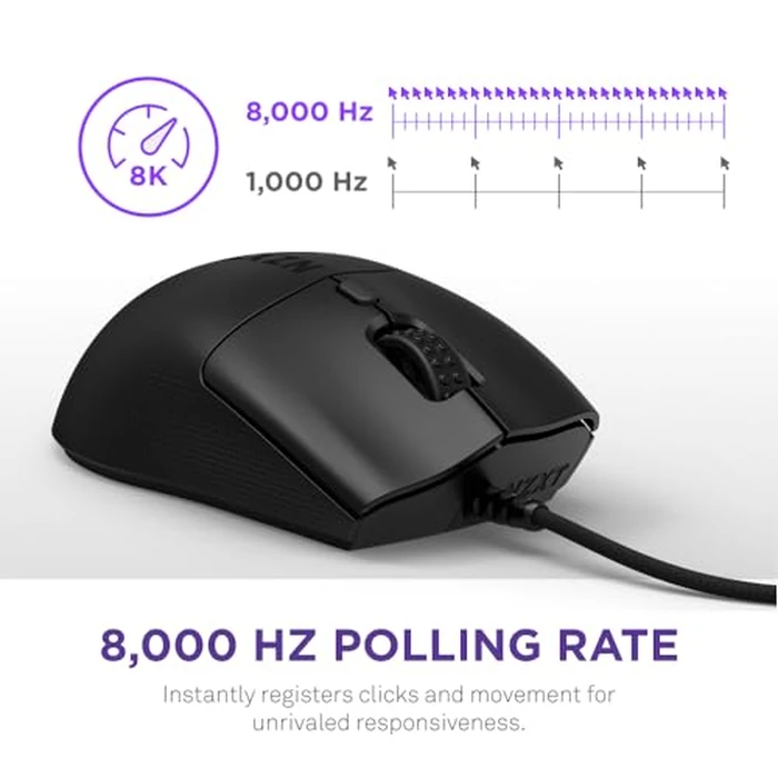 NZXT Lift 2 Ergo, Lightweight Ergonomic Wired Gaming Mouse, Lightweight 61 g Design, 8K Polling Rate, Optical Switches, 26K DPI Optical Sensor, 100% PTFE Feet, Black by NZXT - Image 3