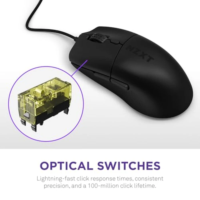 NZXT Lift 2 Ergo, Lightweight Ergonomic Wired Gaming Mouse, Lightweight 61 g Design, 8K Polling Rate, Optical Switches, 26K DPI Optical Sensor, 100% PTFE Feet, Black by NZXT - Image 5