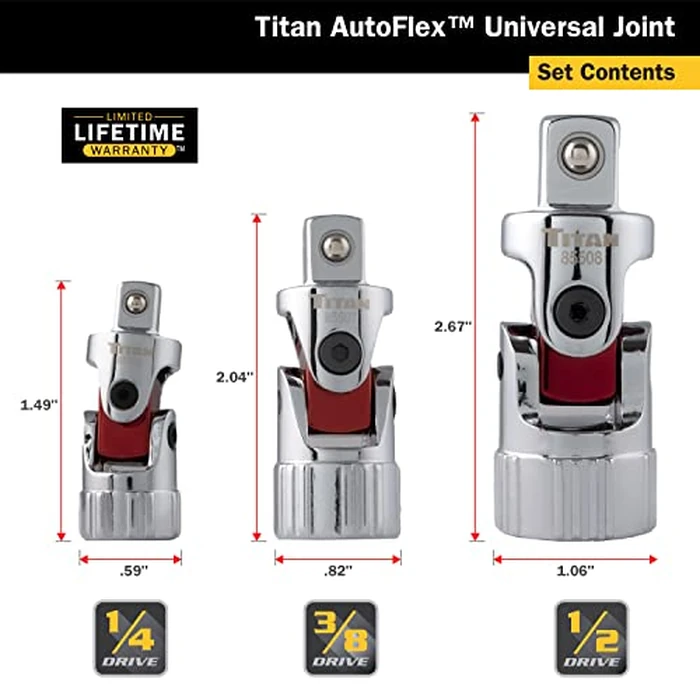 Titan 85505 3-Piece Auto Flex Universal Joint Socket Set by Titan - Image 2
