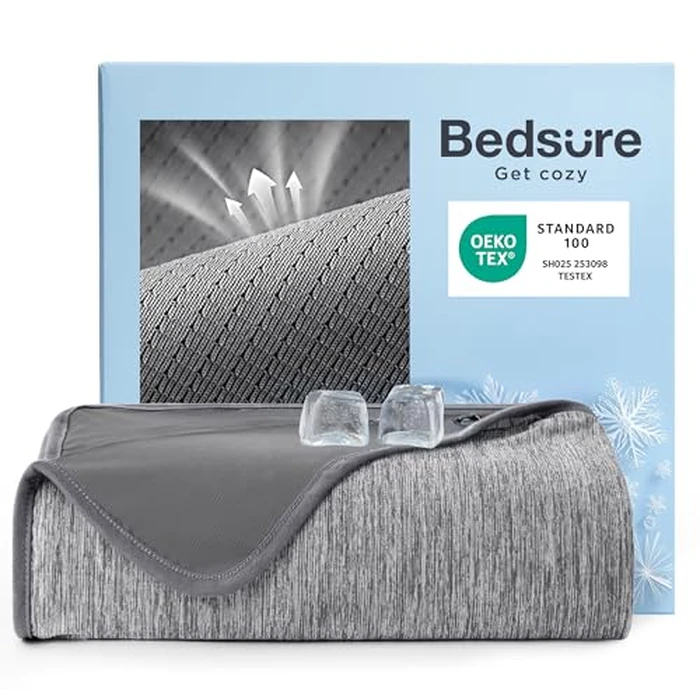 Bedsure Summer Cooling Blanket King Size for Hot Sleepers with Sports Mesh Design, Arc-Chill Q-Max 0.4 Lightweight Breathable Ice Cold Blanket for Night Sweats, 108 x 90 Inches, Mesh Grey by Bedsure - Used - Like New condition - US$55.80