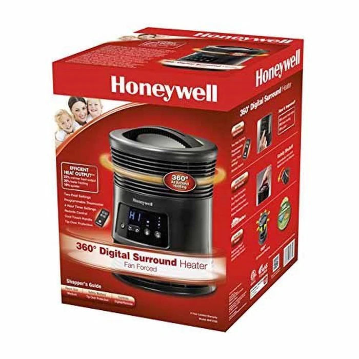 Honeywell HHF370BC 360 degrees Digital Surround Heat Fan Forced Space Heater for Bedroom, Office, Indoor Space, Black by Honeywell - Image 5