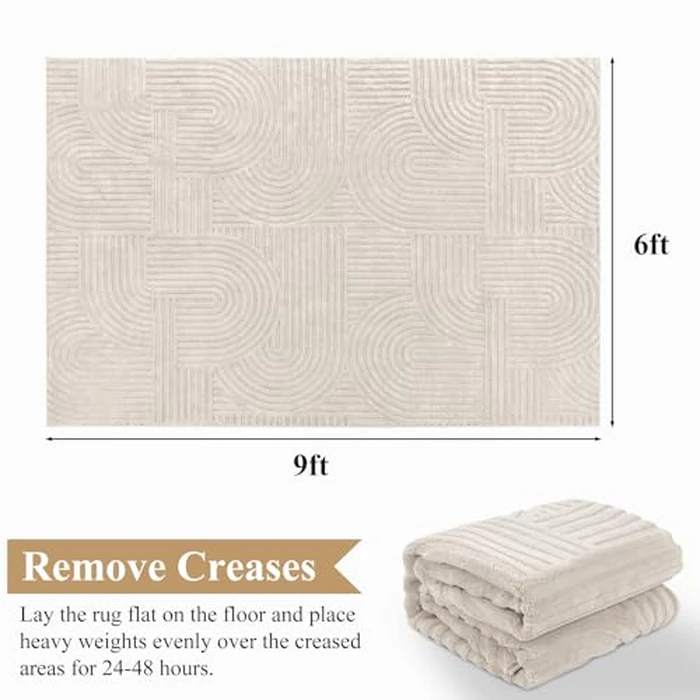 Pauwer Area Rug 6x9 for Living Room Non Slip Washable Rugs for Bedroom Soft Fluffy Geometric Rug Boho Indoor Mat Floor Carpet for Kids Room Dining Room Kitchen by Pauwer - Image 2
