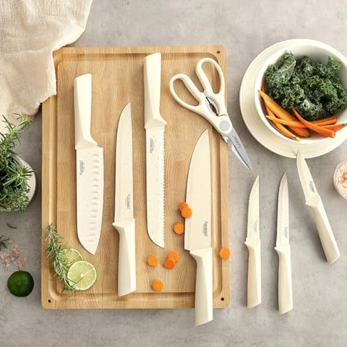 Stainless Steel Knife Set, Knife Block Sets with Built-in Sharpener,15-Piece Block Set with Block and Ergonomic Handles by Aomiesen - Image 5