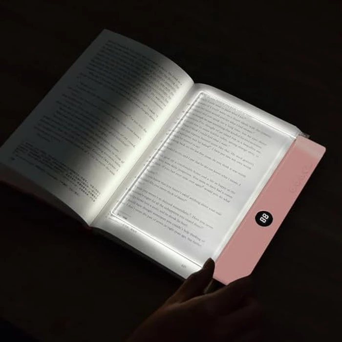 Book Light, Rechargeable Clear LED Flat Book Lights for Reading in Bed at Night with 3 Colors & Timer, Dimmable Panel Plate Book Lamp Full Page Light, Bookish Gifts for Women Readers Kids Book Lovers by ZWJFDCBD - Used - Like New condition - US$22.46