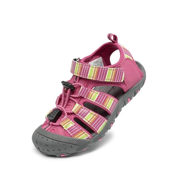 DREAM PAIRS Boys Girls Closed-Toe Outdoor Summer Sport Sandals for Toddler/Little/Big Kid,Size 6 Toddler,Fuchsia/Multi/Grey,181105K by DREAM PAIRS - Image 1