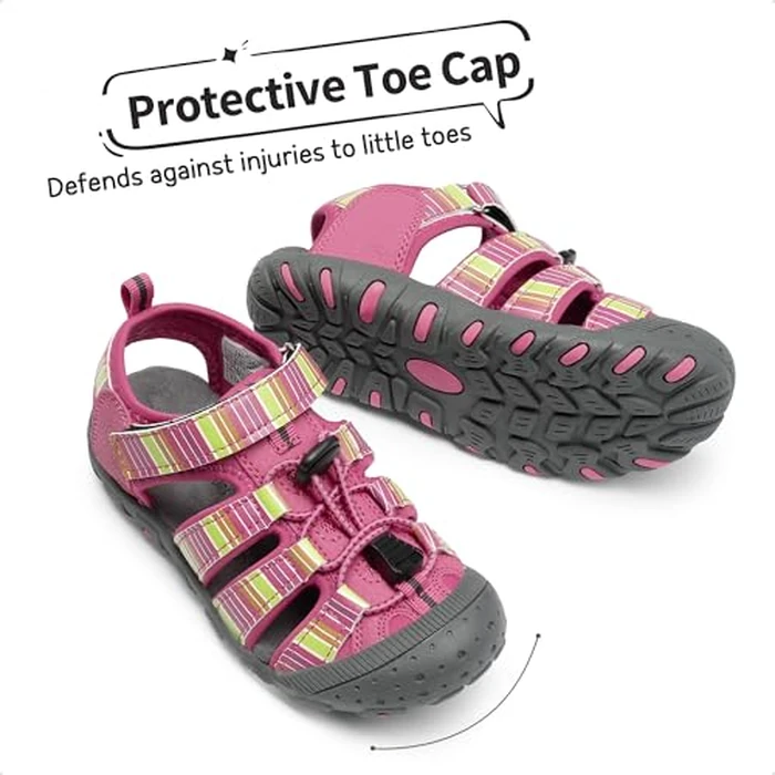 DREAM PAIRS Boys Girls Closed-Toe Outdoor Summer Sport Sandals for Toddler/Little/Big Kid,Size 6 Toddler,Fuchsia/Multi/Grey,181105K by DREAM PAIRS - Image 5