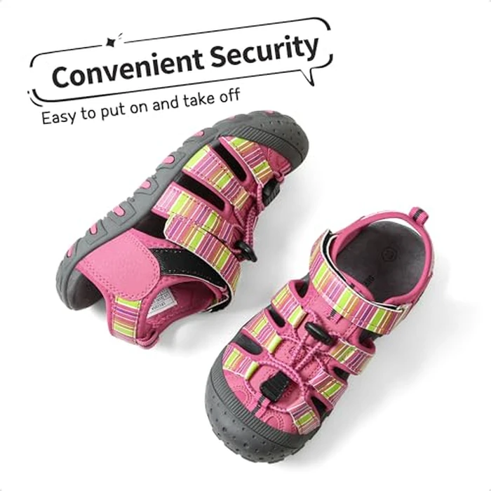 DREAM PAIRS Boys Girls Closed-Toe Outdoor Summer Sport Sandals for Toddler/Little/Big Kid,Size 6 Toddler,Fuchsia/Multi/Grey,181105K by DREAM PAIRS - Image 6