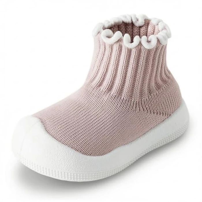 EUFANCE Baby Girl Sock Shoes Toddler Ruffle Walking Shoes Infant Non-Slip Slippers Soft Rubber Sole Sneakers Lightweight Breathable Barefoot Shoes by EUFANCE - Image 1