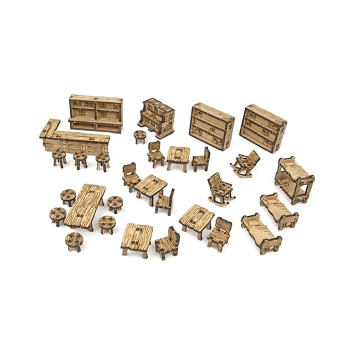 TowerRex Bar Furniture D&D Scatter Terrain Set for 28mm Miniatures, Dungeons and Dragons, Warhammer, Pathfinder DND Miniatures by TowerRex - Image 1