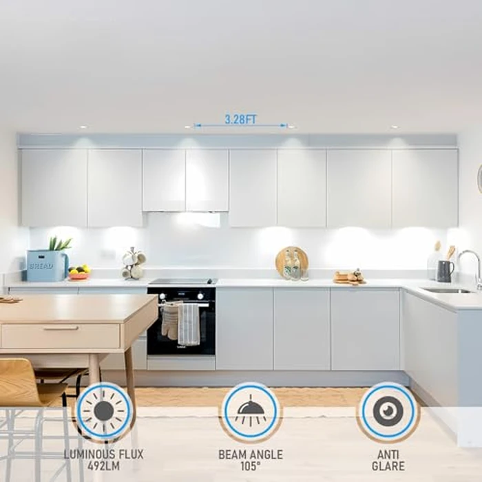 TORCHSTAR 8-Pack 5CCT 3 Inch Slim LED Recessed Lighting with J Box, Aluminum, Anti-Glare Baffle Trim, 6W 492LM, CRI90 Dimmable Ceiling Downlight, Air Tight & IC Rated, 27003000350040005000K, ETL&ES by TORCHSTAR - Image 5