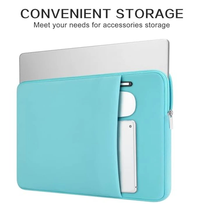 RAINYEAR 11 Inch Laptop Sleeve Case Soft Lining Bag with Front Pocket & Accessories Pouch, Compatible with MacBook Neo A18 11.6" MacBook Air for 11" Notebook Computer (Blue, Upgraded Version) by RAINYEAR make life easier - Image 2