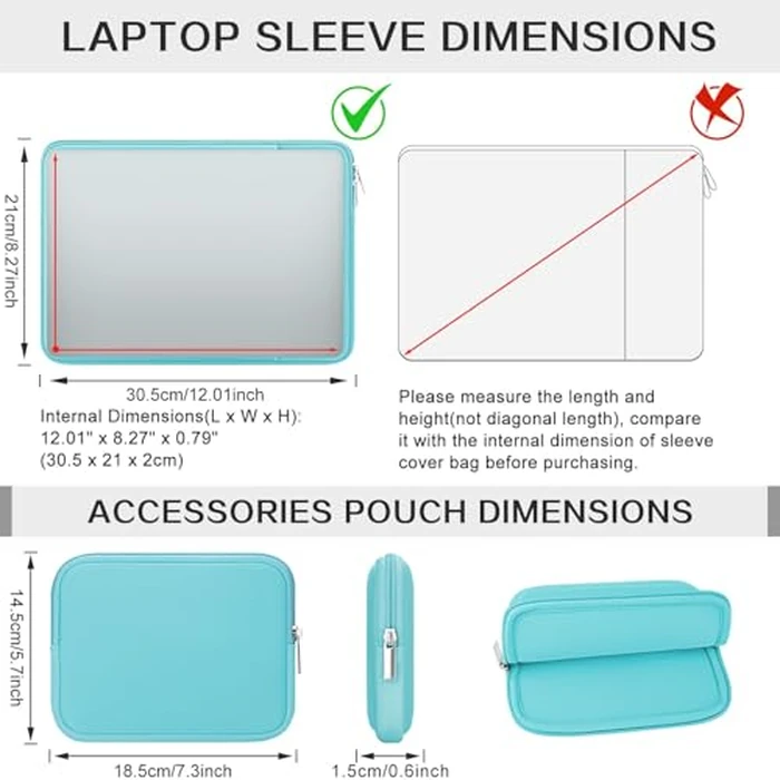 RAINYEAR 11 Inch Laptop Sleeve Case Soft Lining Bag with Front Pocket & Accessories Pouch, Compatible with MacBook Neo A18 11.6" MacBook Air for 11" Notebook Computer (Blue, Upgraded Version) by RAINYEAR make life easier - Image 4