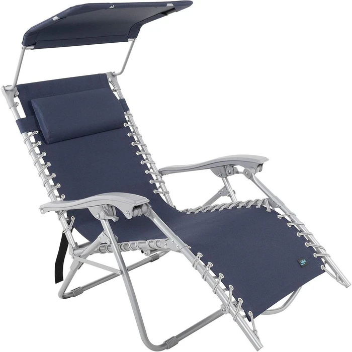 Bliss Hammocks 26" Gravity Free Beach Chair with Pillow and Canopy - Dark Blue by Bliss Hammocks - Image 1