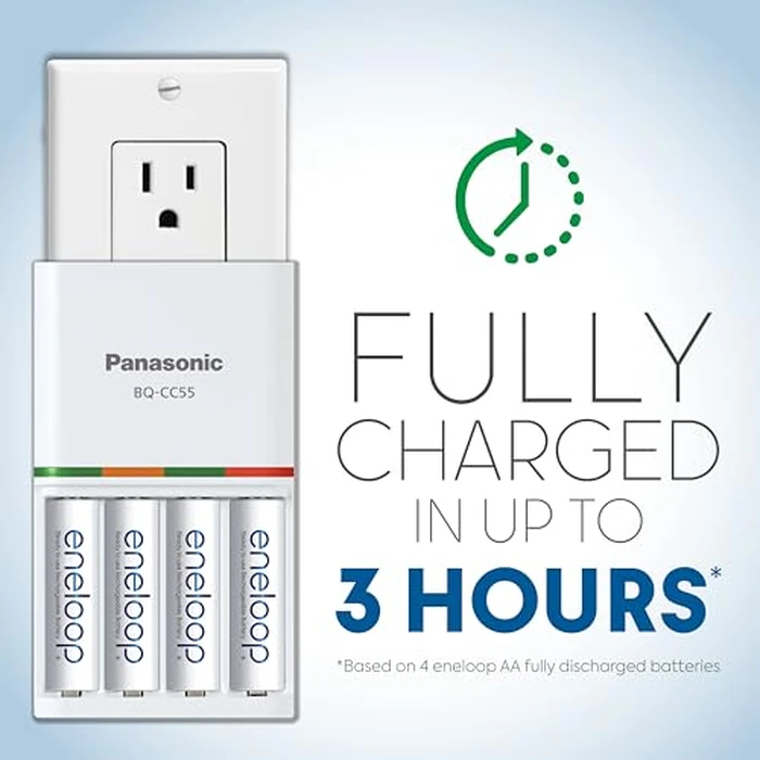 Eneloop Panasonic K-KJ55MCA4BA Advanced Individual Battery 3 Hour Quick Charger with 4 AA Rechargeable Batteries, White by Eneloop - Image 2