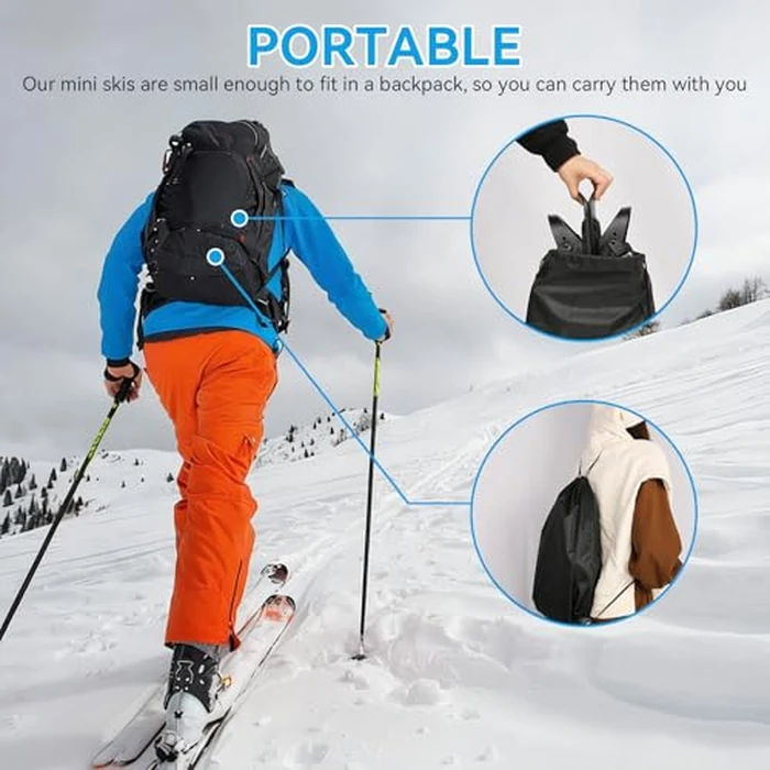 1 Pair Mini Ski Skates, 36x14.7cm/14.2x5.8in Hort Thin Skating Skis Attach to Skis Boots Winter Shoes Outdoor Skiing Equipment with Storage Bag for US 5-14, EU 35-48 by equlup - Image 4
