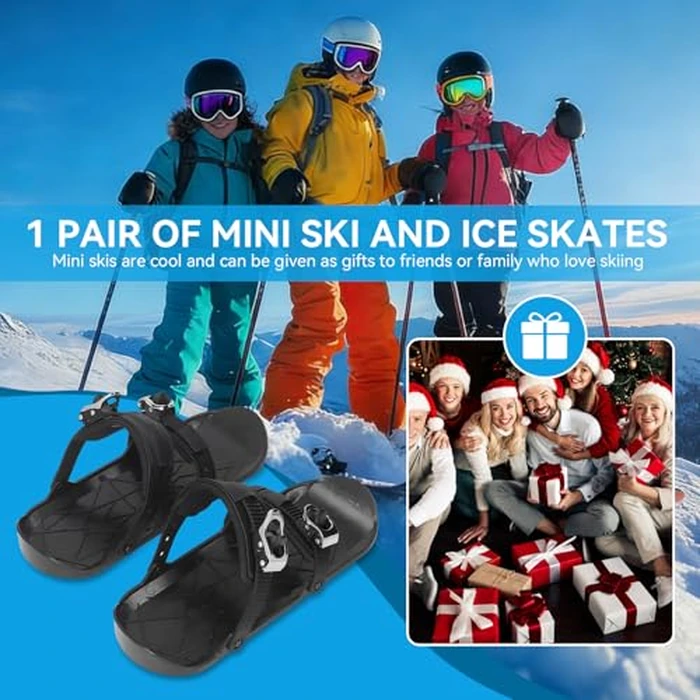 1 Pair Mini Ski Skates, 36x14.7cm/14.2x5.8in Hort Thin Skating Skis Attach to Skis Boots Winter Shoes Outdoor Skiing Equipment with Storage Bag for US 5-14, EU 35-48 by equlup - Image 5