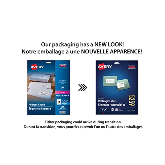 Avery White Rectangle Labels for Laser Printers, 1-1/2" x 4", 350 Labels, Permanent (5259) Made in Canada by Avery - Used - Like New condition - CA$8.60