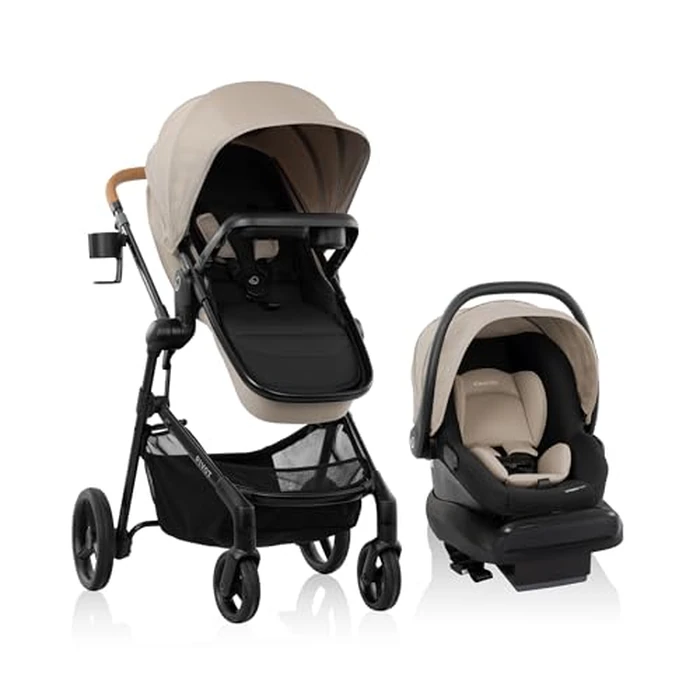 Evenflo Pivot NXT Travel System with LiteMax NXT Infant Car Seat - Latte Tan by Evenflo - Used - Very Good condition