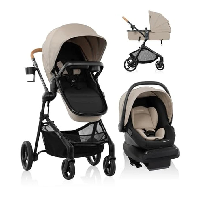 Evenflo Pivot NXT Travel System with LiteMax NXT Infant Car Seat - Latte Tan by Evenflo - Image 2
