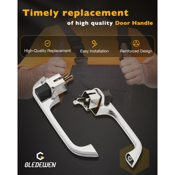 Metal Exterior Door Handles (Pair), Compatible with 1973-1991 Chevy C/K/R/V 10 20 30 1500 2500 3500, GMC C/K 15 25 35 R/V 1500 2500 3500 Pickup Suburban Blazer, Front Left & Right, OE# 77047 90025 by Gledewen - Image 6