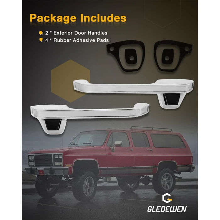 Metal Exterior Door Handles (Pair), Compatible with 1973-1991 Chevy C/K/R/V 10 20 30 1500 2500 3500, GMC C/K 15 25 35 R/V 1500 2500 3500 Pickup Suburban Blazer, Front Left & Right, OE# 77047 90025 by Gledewen - Image 7