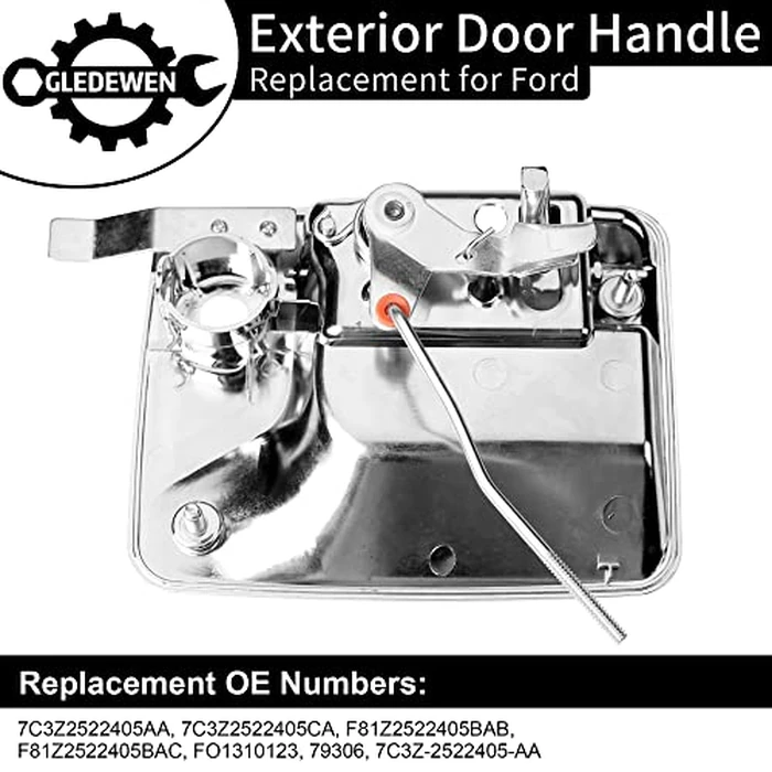 Exterior Door Handle, Compatible with 1999-2016 Ford F250 F350 F450 F550 F650 F750 Super Duty | 00-05 Ford Excursion, Chrome Front Outside Left Driver w/ Key Hole | 7C3Z-2522405-AA 79306 Outer Handle by Gledewen - Image 3