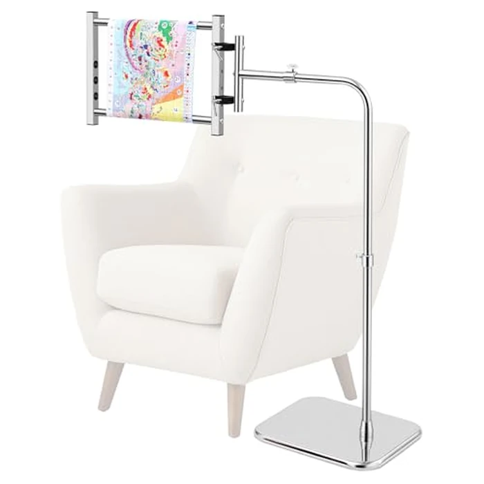 Novabright Adjustable Embroidery Stand with Side Clamp-Needlework Frame Holder for Cross Embroidery, Punch Needle, and Hand Sewing Projects Fits Scroll Rods up to 20 Inches & Q-Snap Frames by Novabright - Image 1