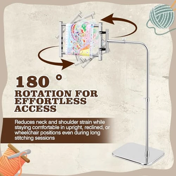 Novabright Adjustable Embroidery Stand with Side Clamp-Needlework Frame Holder for Cross Embroidery, Punch Needle, and Hand Sewing Projects Fits Scroll Rods up to 20 Inches & Q-Snap Frames by Novabright - Image 6