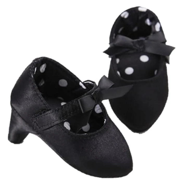 Newborn Baby Girls Princess Shoes with High Heels Bowknot Soft Sole Crib Shoes Infant Girl Photography Props(Black,6-9 Months) by Kutterild - Used - Very Good condition