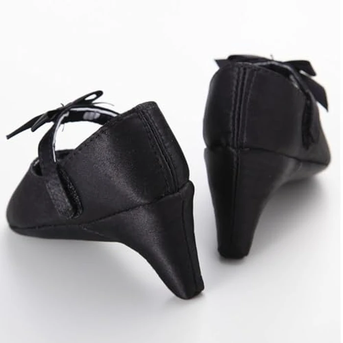 Newborn Baby Girls Princess Shoes with High Heels Bowknot Soft Sole Crib Shoes Infant Girl Photography Props(Black,6-9 Months) by Kutterild - Image 4
