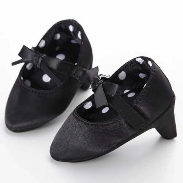 Newborn Baby Girls Princess Shoes with High Heels Bowknot Soft Sole Crib Shoes Infant Girl Photography Props(Black,6-9 Months) by Kutterild - Image 6