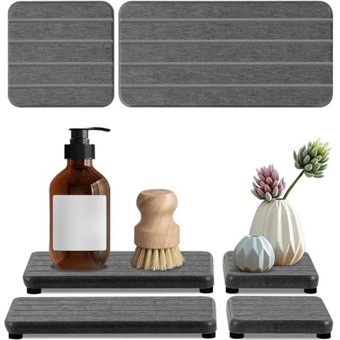 4PCS Fast Drying Diatomite Stone Soap Tray for Bathroom and Kitchen, Vanity Tray, Water Absorbing Coaster by Lyxel - Used - Very Good condition - US$12.84
