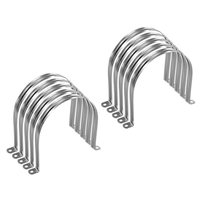 HARFINGTON 10pcs 6 Inch 150mm Conduit Clamps, M150 U Tube Pipe Clamp, Stainless Steel Rigid Pipe Strap, U Shaped Bracket with Two Hole for Pipe Tube Hose Wire Cord Fixing by HARFINGTON - Image 1