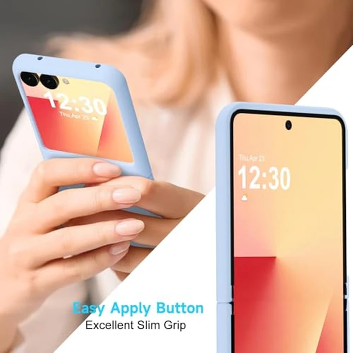 LoeoeL for Samsung Galaxy Z Flip 7 Phone Case Silicone, Minimalist Ultra Thin Slim Soft Rubber Solid Color Simple Cute Case for Women, Aesthetic Girly Plain Jelly Gel &Camera Cover, Light Blue by LoeoeL - Image 6