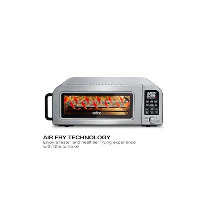 Salton Pizzadesso - 800 degreesF/430 degreesC Pizza Oven & Air Fryer Combo | 15-in-1 Toaster Oven w/Cast Iron Stone | Cooks Pizza, Steak, Wings, Veggies, Cookies & More | Stainless Steel | 18L | Proudly Canadian by Salton - Image 3